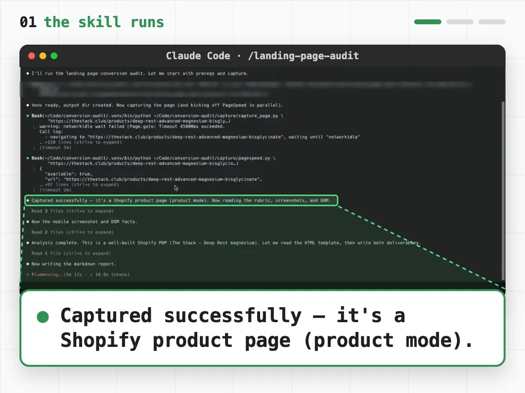 Example D2C landing-page audit scorecard