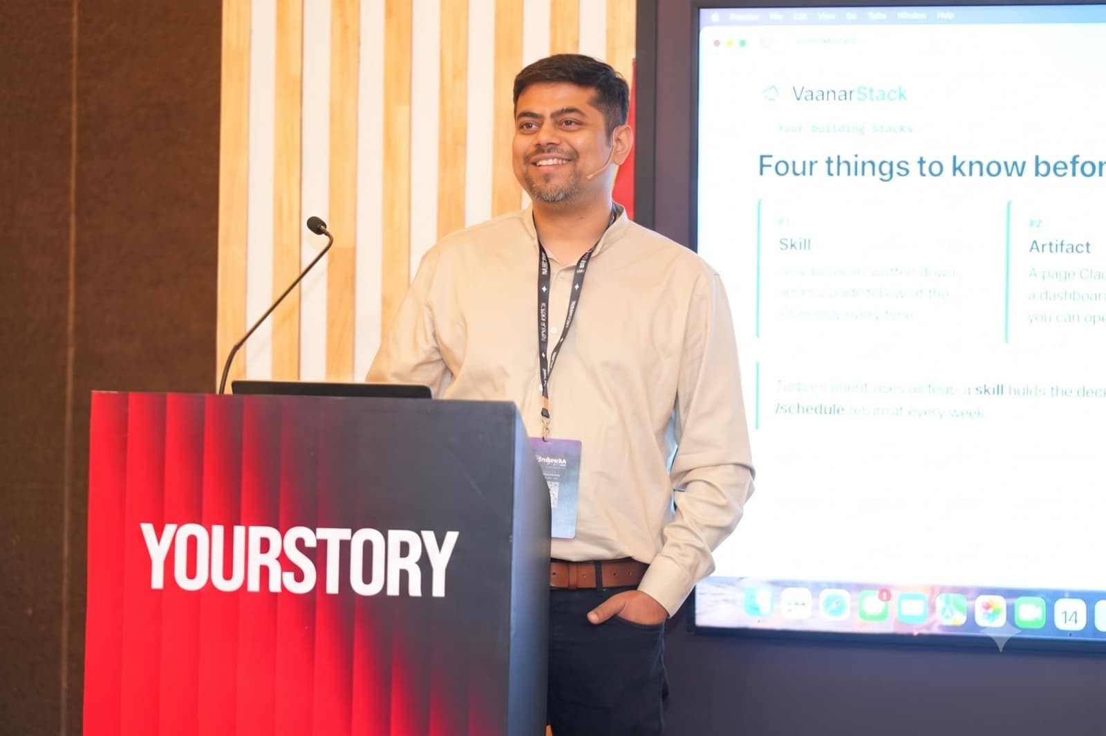 Yash Kumar speaking at YourStory
