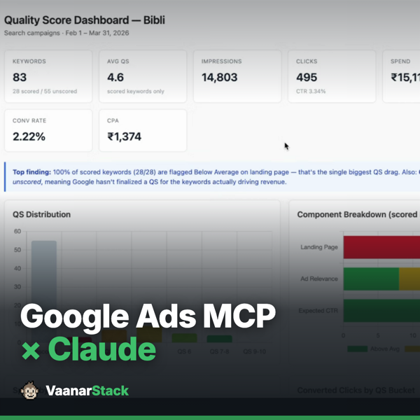 Google Ads MCP x Claude — live Quality Score dashboard audit