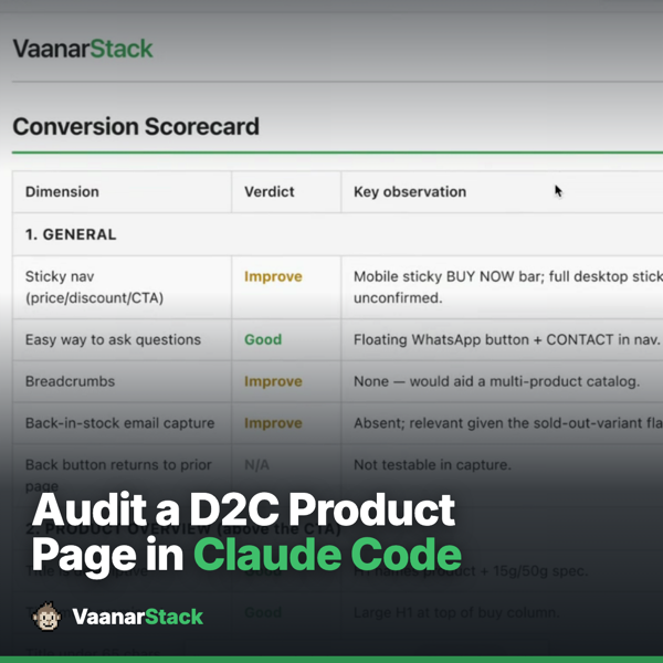 Audit a D2C product page in Claude Code — conversion scorecard